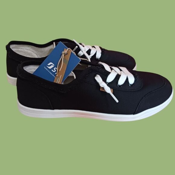 STQ Womens Black/Wht Canvas Slip-On Sneakers Size 8.5 - Picture 4 of 16